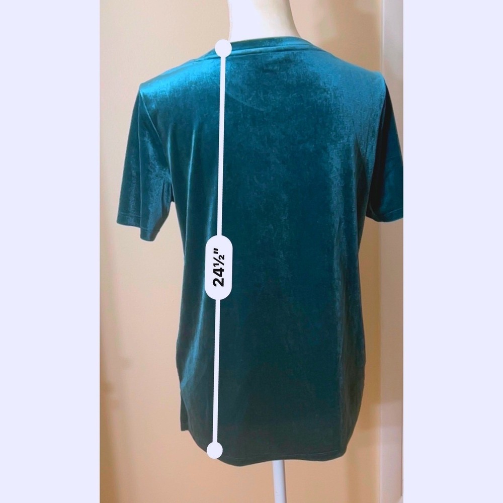 Old Navy T-Shirt Top Velvet Small Teal Green Luxe Casual Workwear - Picture 7 of 7